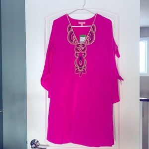 Lily Pulitzer AVILA STRETCH SILK DRESS IN BERRY FIZZ